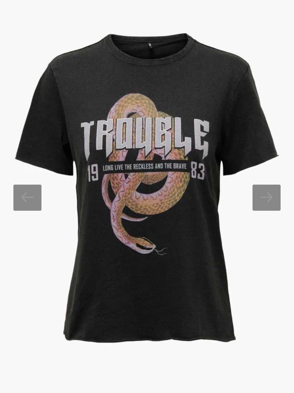 4 for $20
Trouble Snake Graphic Black T-Shirt - 1983 Print